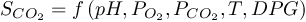 \[S_{CO_2}=f\left(pH,P_{O_2},P_{CO_2},T,DPG\right) \]
